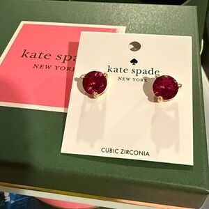 NWT! Authentic ♠️ kate spade crystal stud earrings. Golden and festive pink stud
